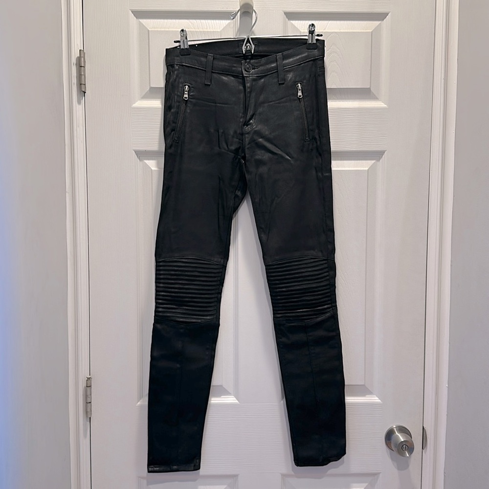 Hudson Moto Pant, Front Zippers with Pleated Detail Along the Knees - size 26